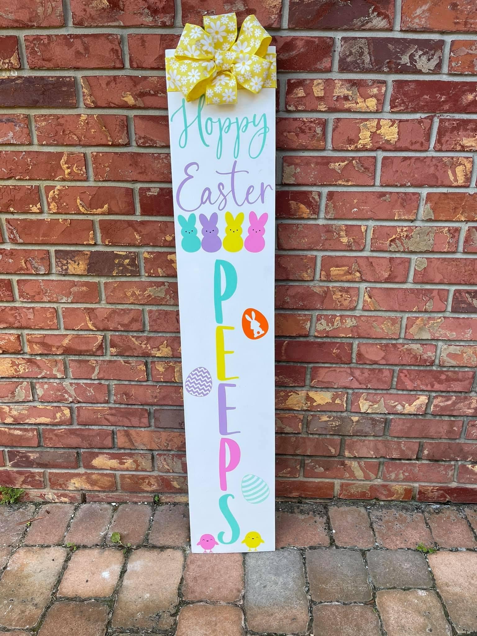 Hoppy Easter Peeps Easter Porch Sign Holiday Sign Porch Etsy