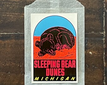 Authentic Vintage Lindgren Turner Co. Sleeping Bear Dunes Michigan Luggage Decal