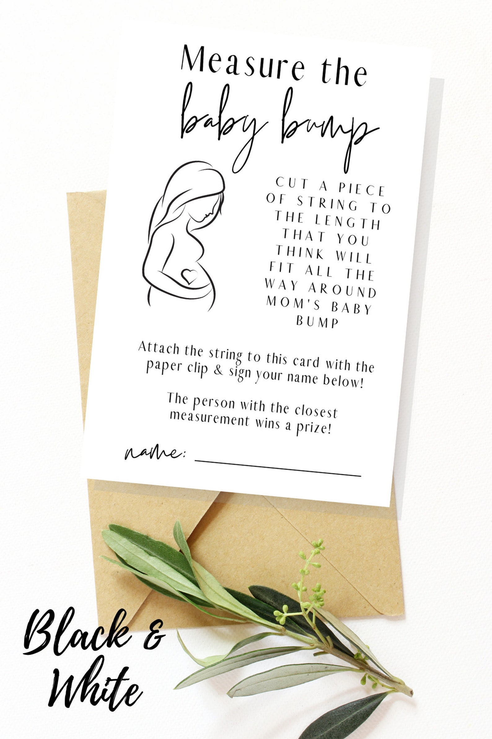 Measure the Baby Bump Baby Shower Games Instant Download Etsy