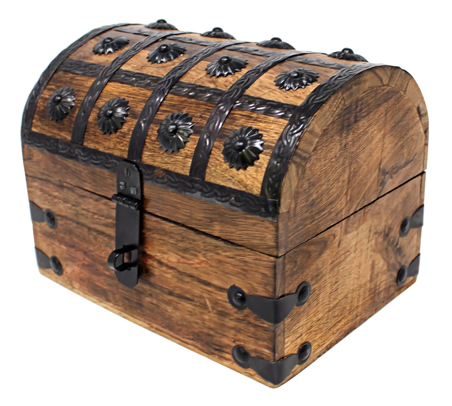 Nautical Cove Pirate Treasure Wood Chest - Includes Faux Leather ...