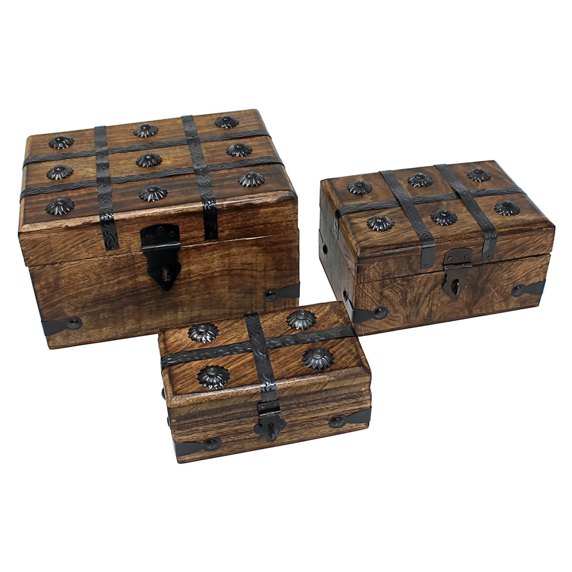 Wooden Treasure Chest Keepsake Box Flat Top Medium by Etsy