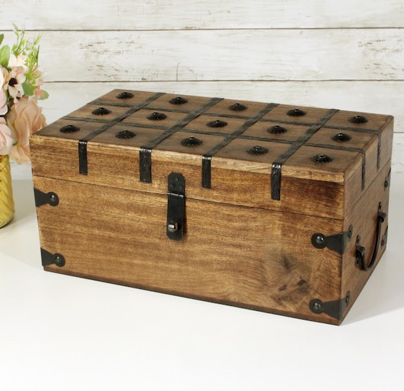 Antique Reproduction Wood Treasure Chest Pirate Ship on Wooden Box Lid Antique Reproduction Wood Treasure Chest Pirate Ship on Wooden Box Lid