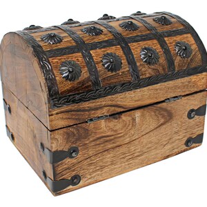 Pirate Wooden Treasure Chest Keepsake Box Kids Toy Chest Rustic Storage and Decorative Wood Box Wedding Favor Unique Jewelry Box image 10