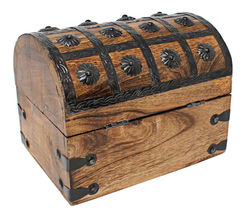 Pirate Wooden Treasure Chest Keepsake Box Kids Toy Chest Rustic Storage and Decorative Wood Box Wedding Favor Unique Jewelry Box image 10