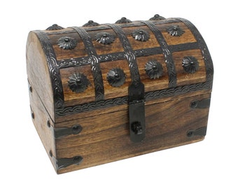 Pirate Treasure Chest Keepsake Wooden Box - Large 8 x 6 x 6"