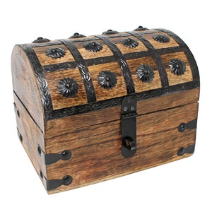 Pirate Wooden Treasure Chest Keepsake Box Kids Toy Chest Rustic Storage and Decorative Wood Box Wedding Favor Unique Jewelry Box image 8