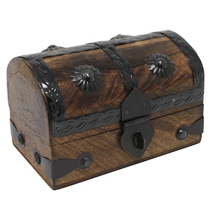 Pirate Wooden Treasure Chest Keepsake Box Kids Toy Chest Rustic Storage and Decorative Wood Box Wedding Favor Unique Jewelry Box image 3