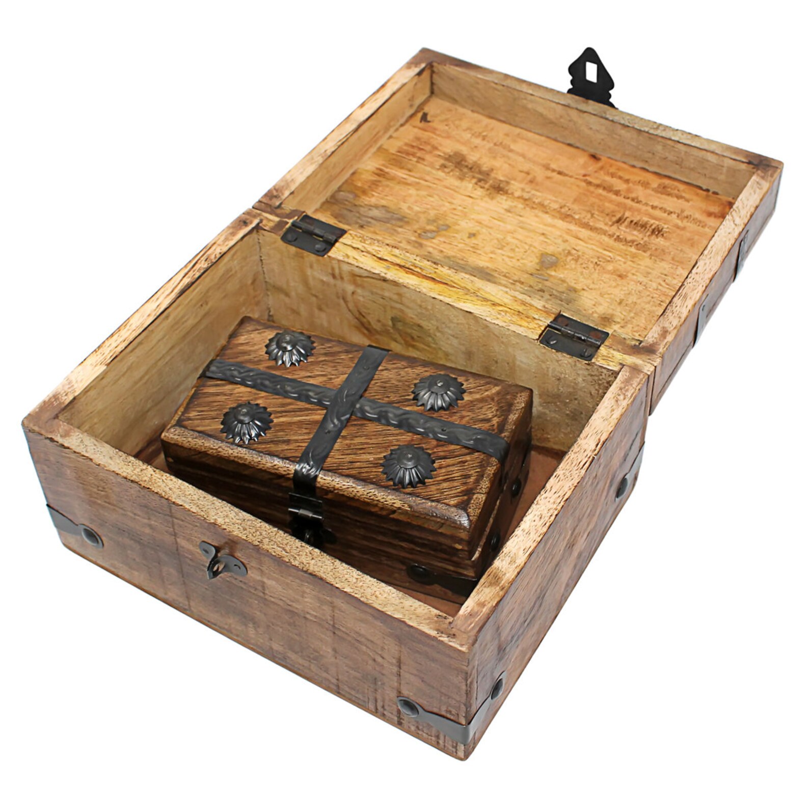 Wooden Treasure Chest Keepsake Box Flat Top Large by Etsy