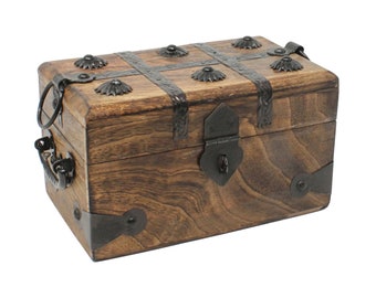 Deluxe Pirate Treasure Chest Keepsake Wooden Box by Nautical Cove