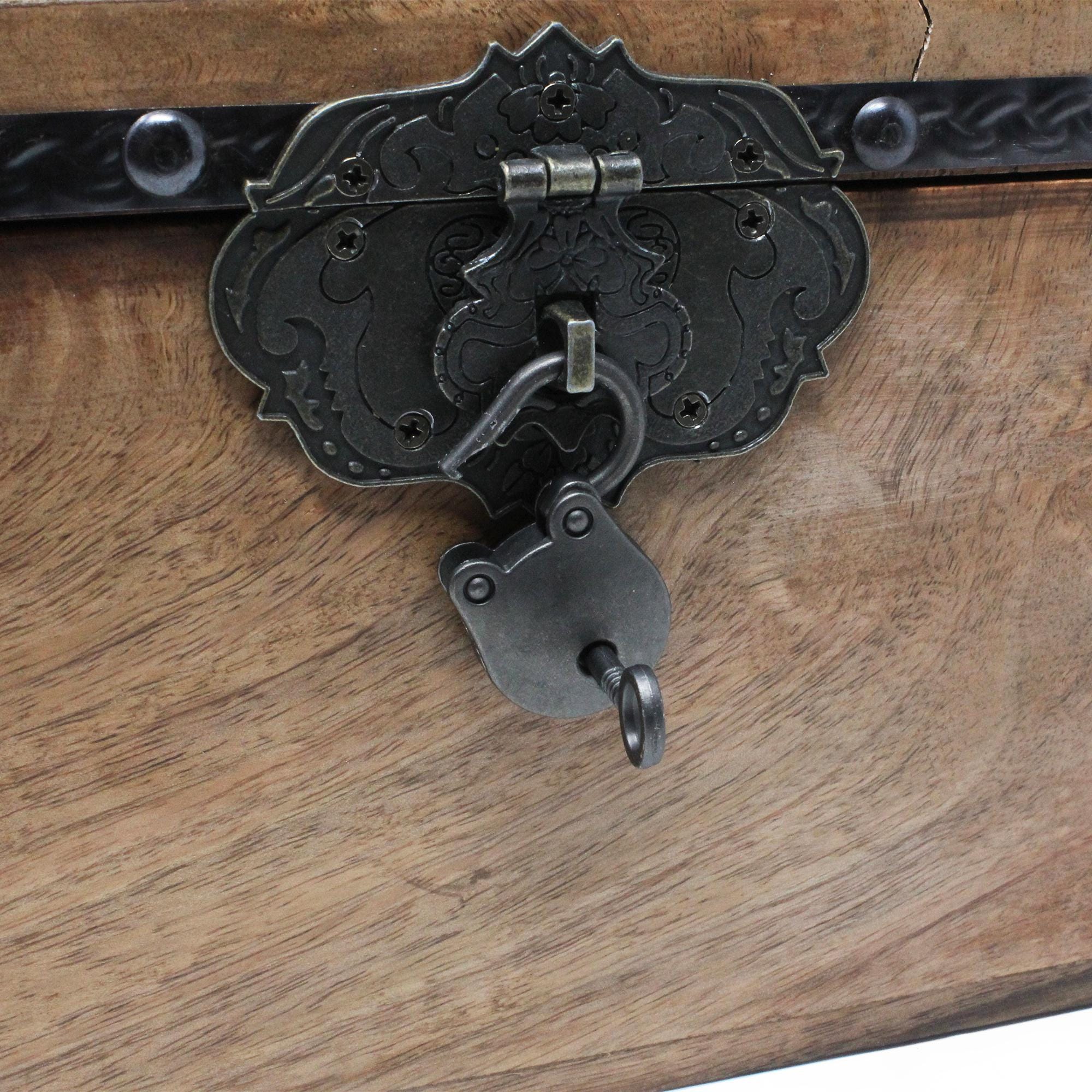 Pirate Wooden Treasure Box With Antique Hasp and Locks and Keys ...