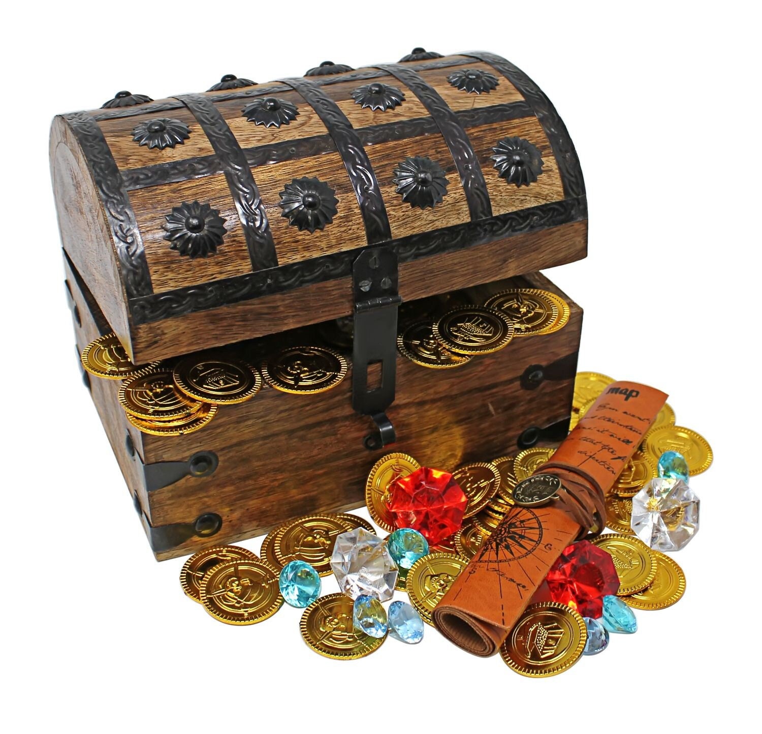 Nautical Cove Pirate Treasure Wood Chest - Includes Faux Leather