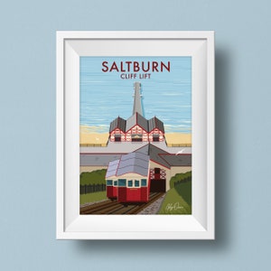 Saltburn Cliff Lift, North-East England, Giclee Art Print