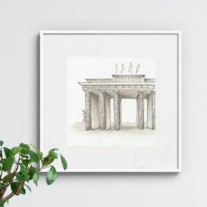 Wahrzeichen Zeichnung Architektur Deko Büro schlicht Wandkunst minimalistisch Kunstdruck Berlin Skizze Brandenburger Tor handgezeichnet