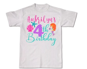 Infant's, Toddlers. Kid's Mermaid Birthday shirt, Personalized Shirt, Custom Shirt