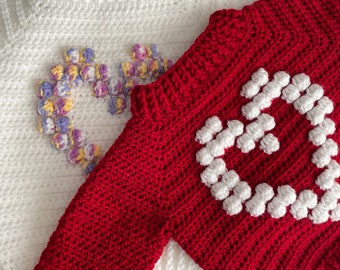 0-6 Red and 6-12 White Heart Emblem Jumpers Sweaters Gorgeous Rib Detail made and ready to send