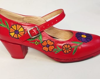 Zapato P/baile Folklorico/Regional Bordado Piel Del - Etsy