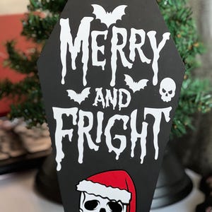 Gothmas Wood Coffin Tabletop Decor Creepmas Decoration Gothic holiday goth gift