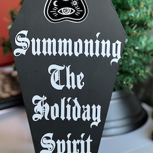 Gothmas Wood Coffin Tabletop Decor Creepmas Decoration Gothic holiday goth gift