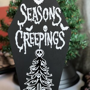 Gothmas Wood Coffin Tabletop Decor Creepmas Decoration Gothic holiday goth gift