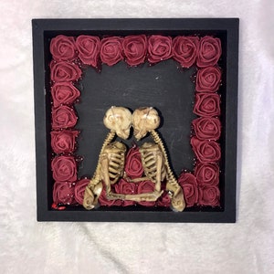 Gothic Skeleton couple flower shadowbox goth decoration gothic decor gift romantic Samhain