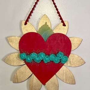 Coco, the book of life, Milagro heart wall decor Sacred Heart decoration wood Mexican folk art dia de los Muertos, Milagros La Catrina