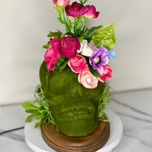 Gothic Floral skull flower arrangement decorative accent goth gift dark academia Woodland decoration gift Nature inspired oddity decor