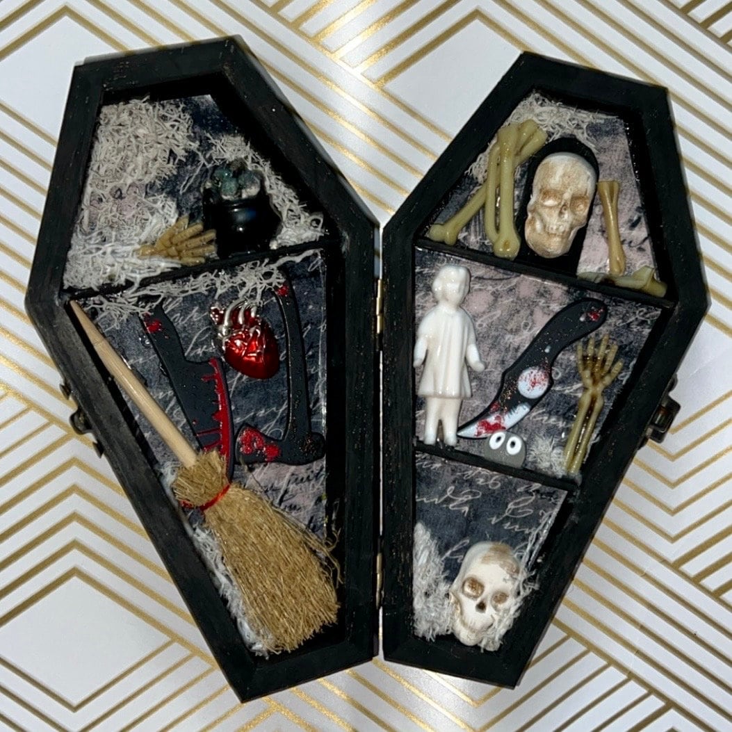 Coffin Shadowbox Miniature Curio Cabinet Gothic Decoration Goth