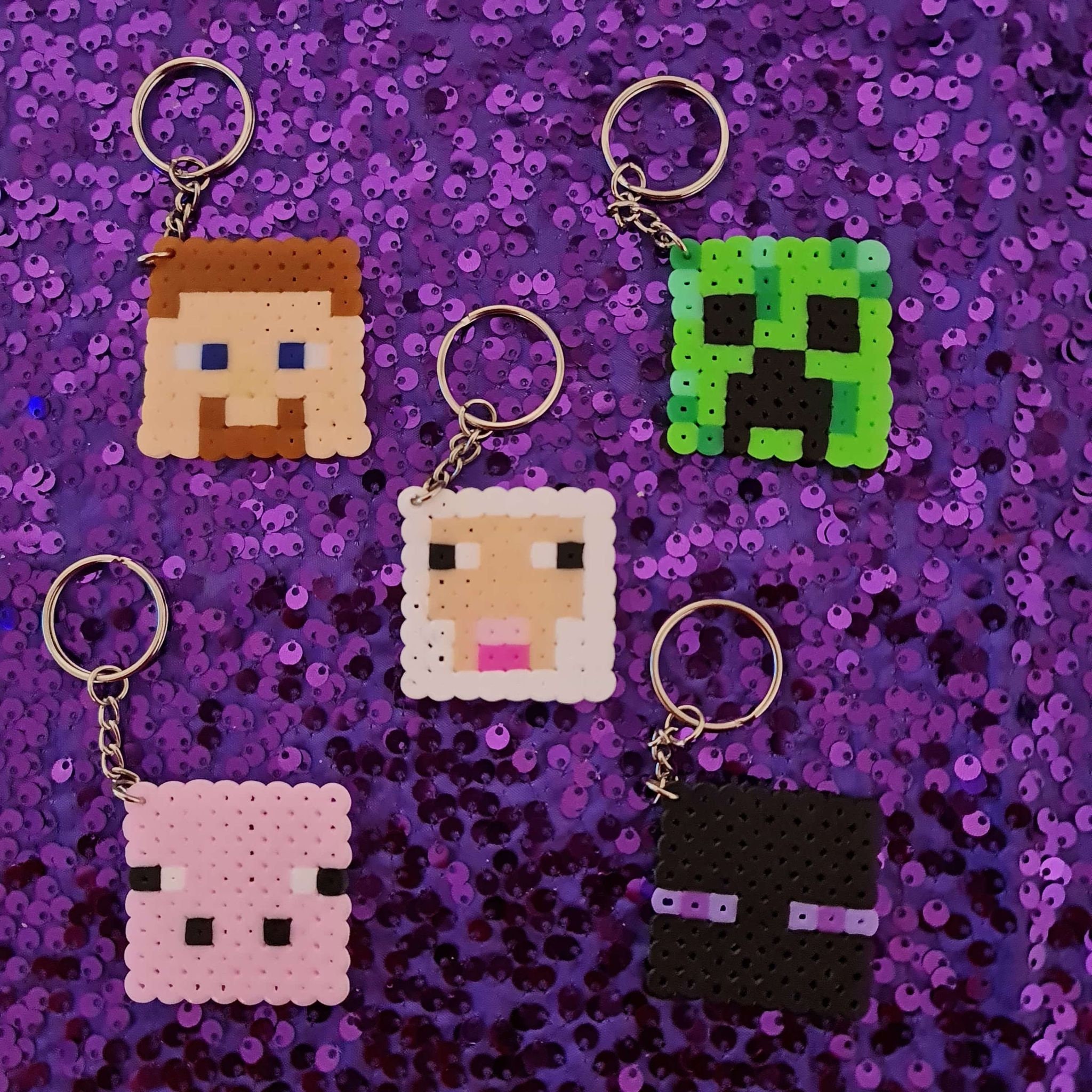 Mini Minecraft Perler Bead Keychains Etsy UK