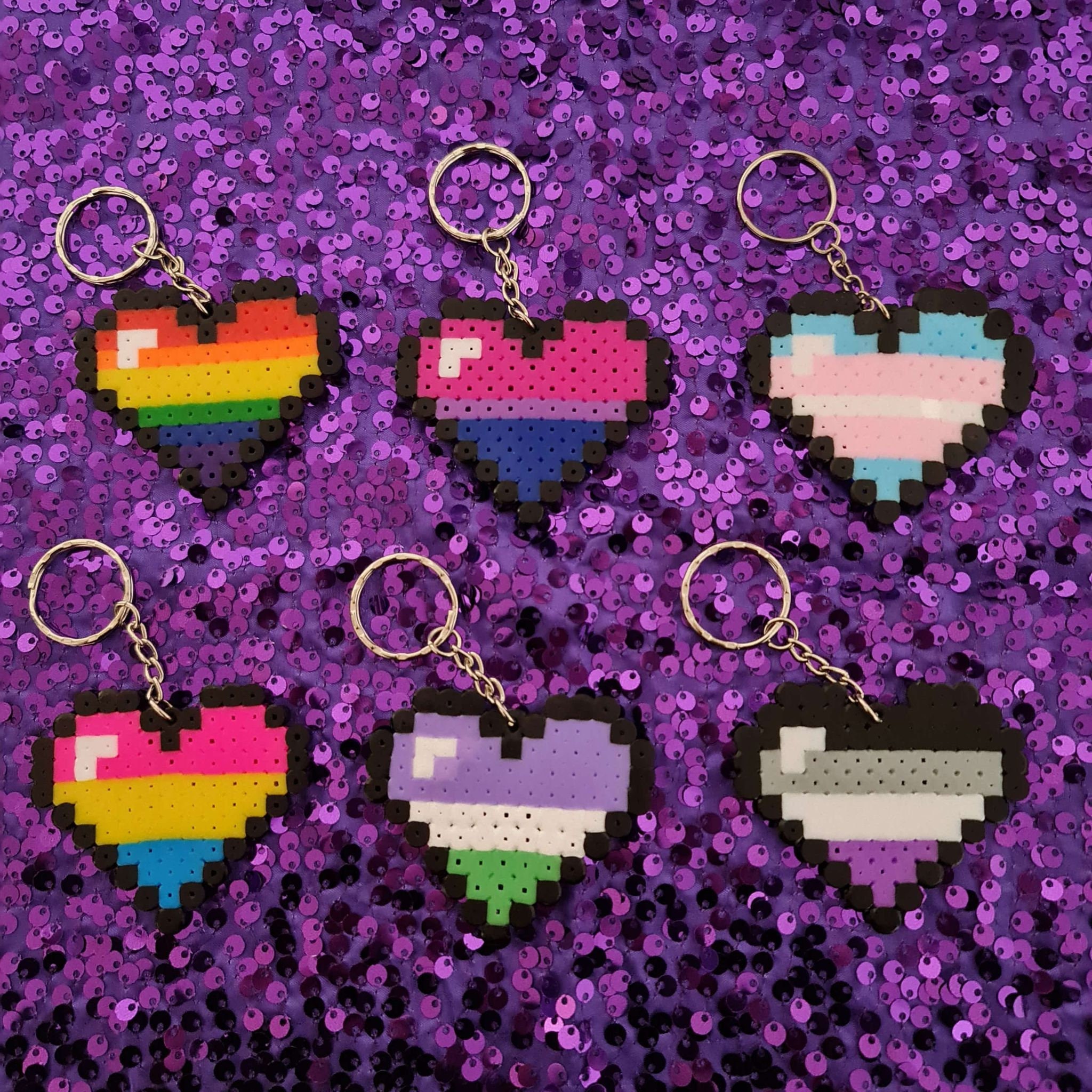 LGBTQ Pride Flags Heart Shaped Perler Bead Keychains Etsy UK