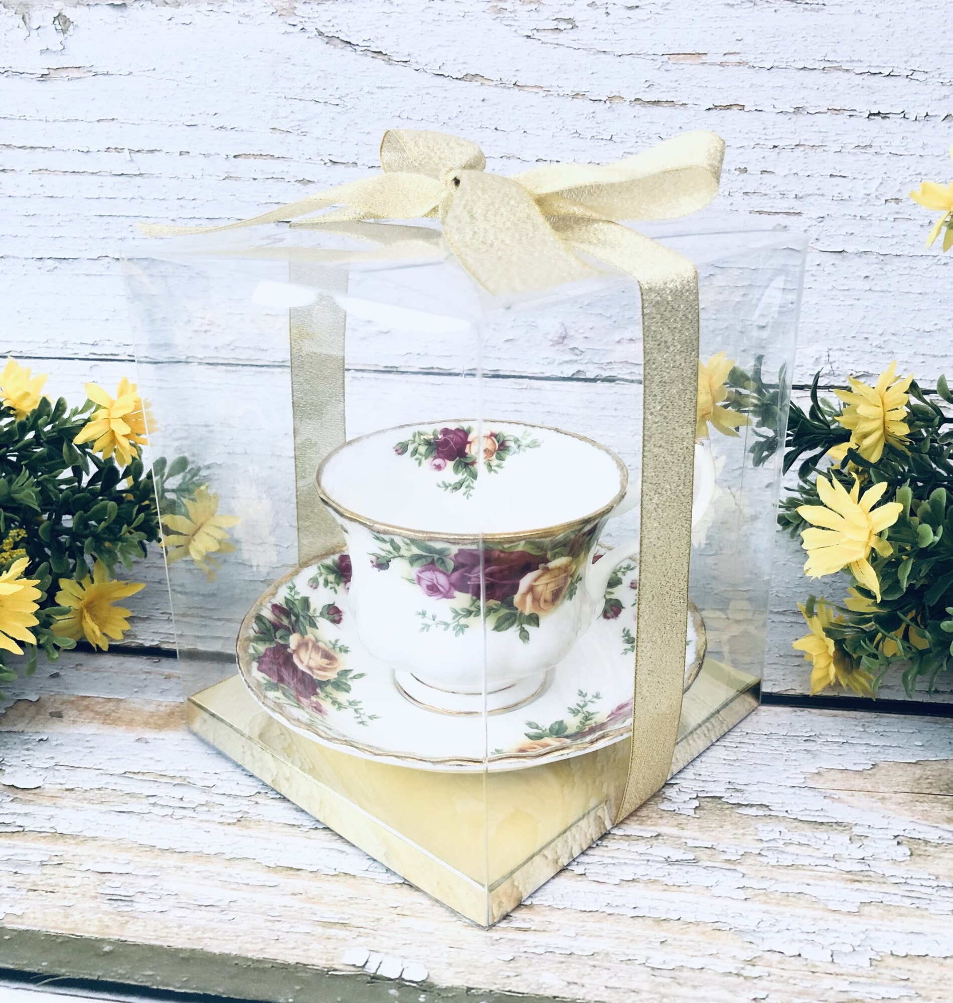 Clear Gold Gift Box 5x5x5 Inch With Raised Insert Gift Boxes Etsy