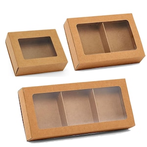 30pcs Soap Packaging Boxes Kraft Paper Soap Box with Window Gift Box Container, Size: 25x25x1.5CM