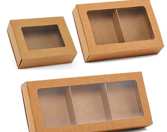 100 Boxes - Clear Slide Open Soap Box with Window  for Product Retail - Multiple Size Options