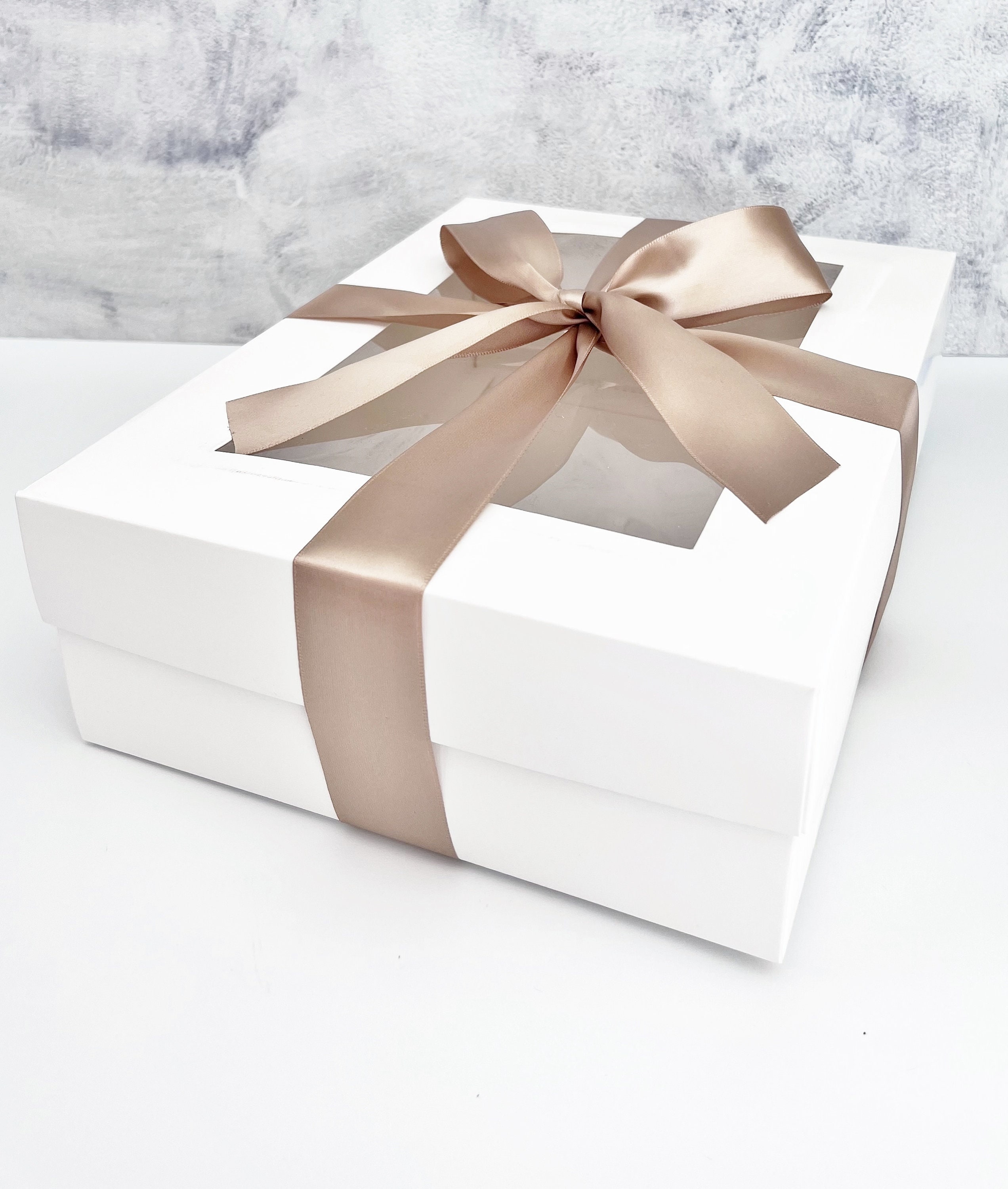 10 x 10 x 4-1/2 Matte White Magnetic Lid Gift Boxes with Ribbon