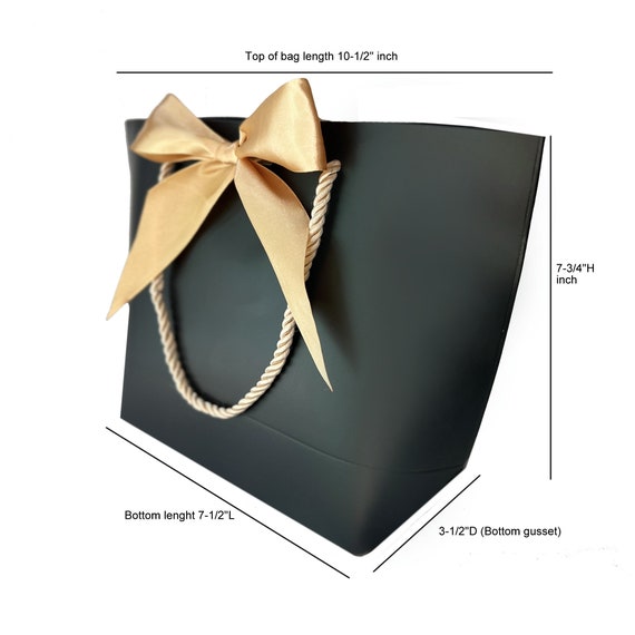 2 Bags Elegant Black Gift Bag 10 1 2 X 7 3 4 X 3 1 2 Gold Cord Rope Handle Wide Satin Gold Ribbon for Gift Gifting Birthdays Wedding Etsy UK