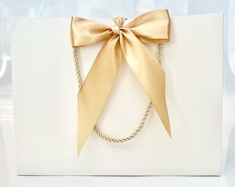 10 White Gift Bag Wide Ribbon (Assorted Colors) 7.5 inch