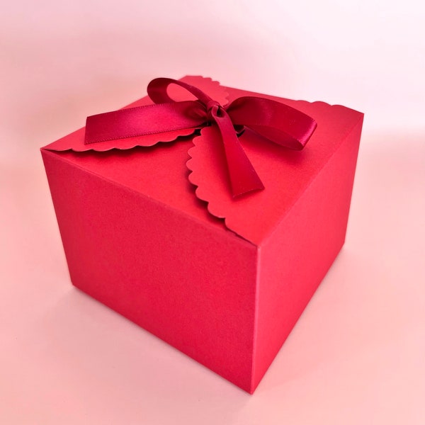 20 Boxes -  Red Party Favor Box with Satin Ribbon 4.7”x4.7”x3.5”Inch for Wedding, Baby Shower, Party (Choice of Ribbon Colors)