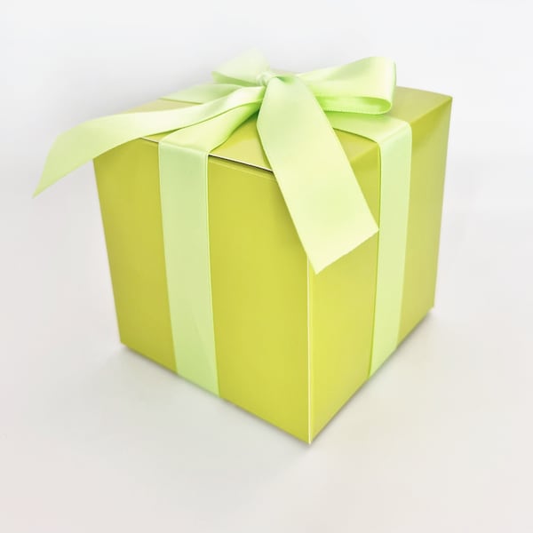 5 Boxes - Glossy Lime Green Gift Box 4x4x4 inch for Gift Gifting, Wedding, Birthdays, Baby Shower, Parties