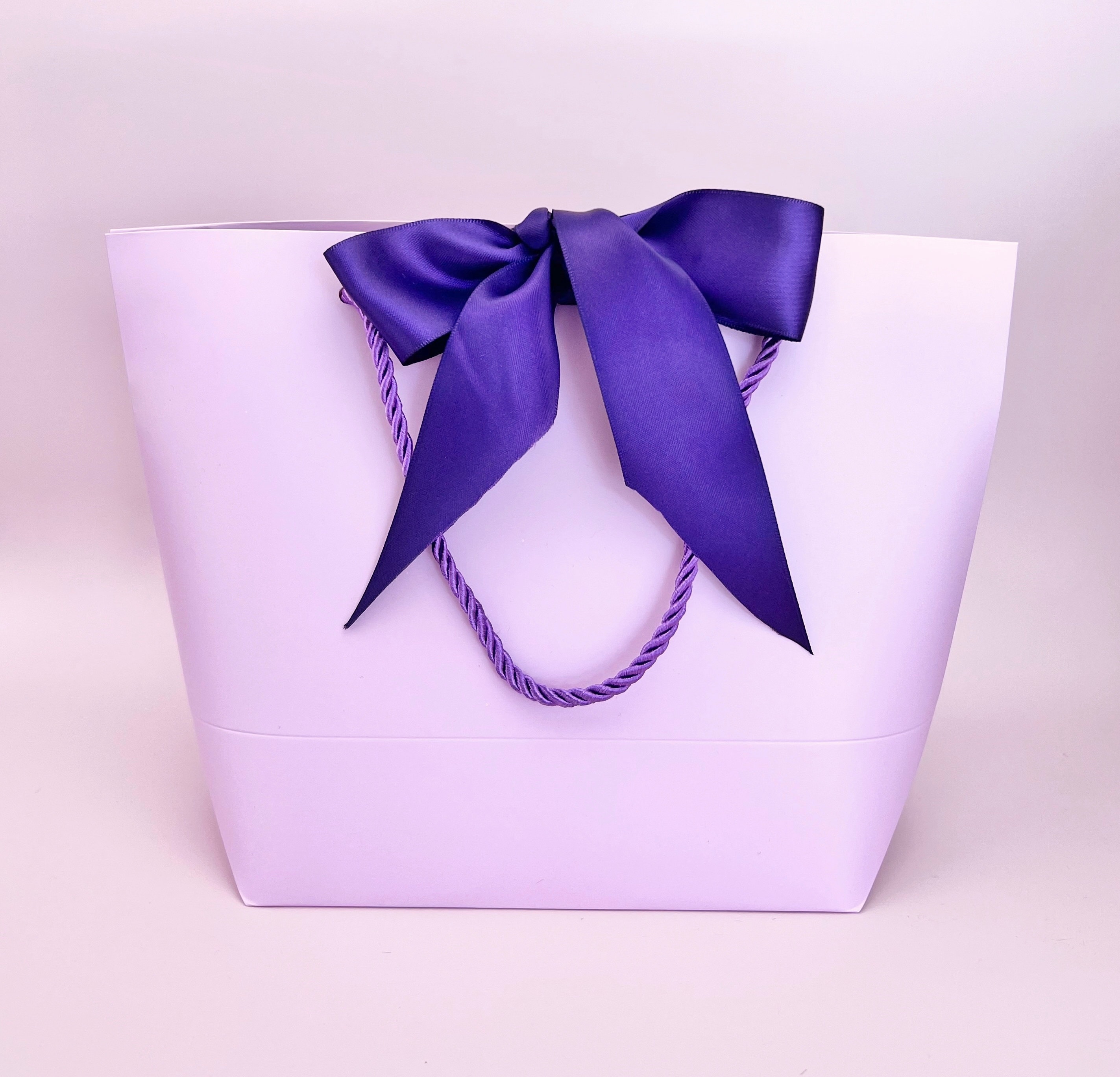 Elegant Light Purple Gift Bag With Wide 1.5 Inch Purple Ribbon and