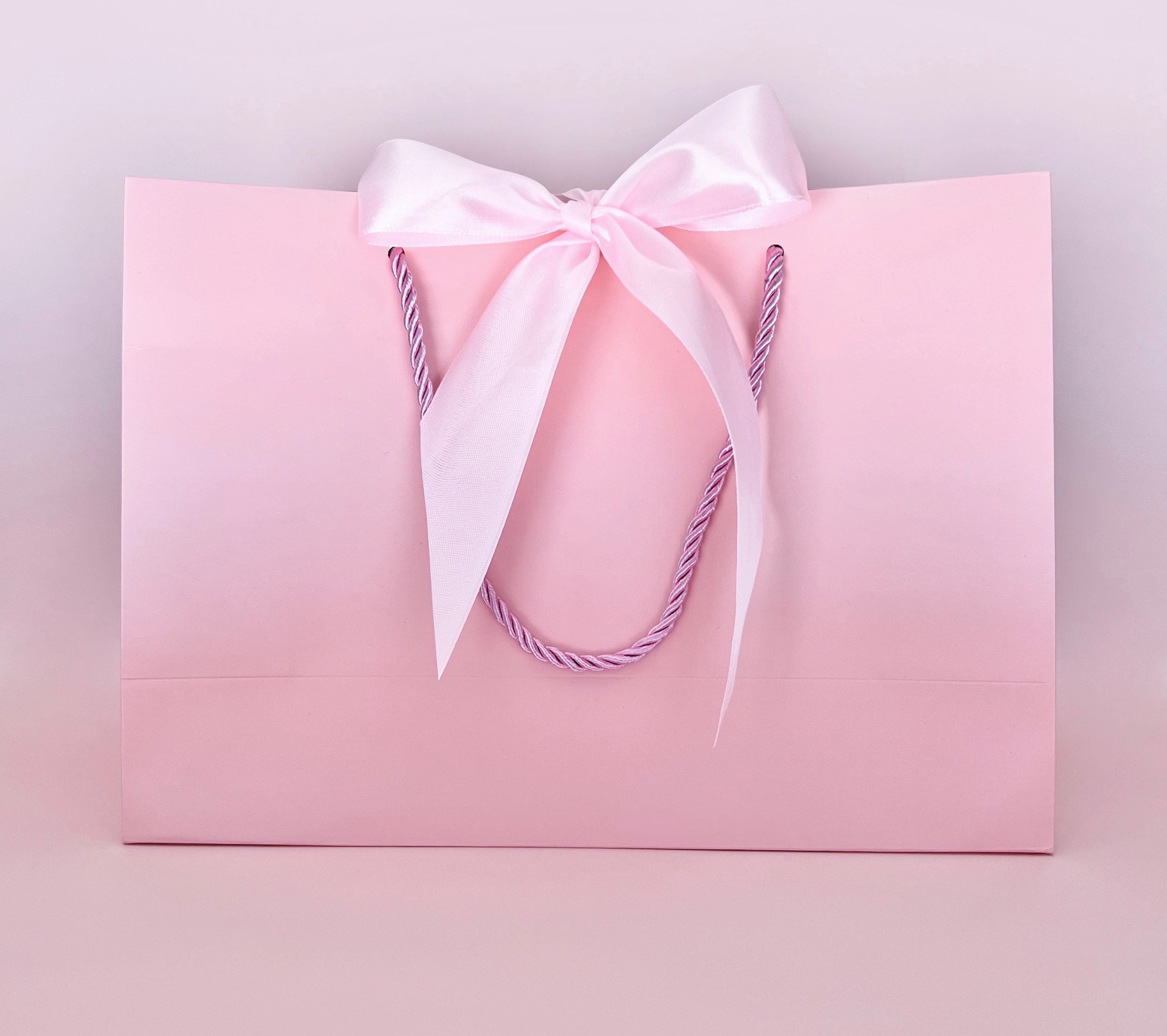 Pink Gift Bag Wide Satin Ribbon 13.75x11.75x4-1/8 Inch - Etsy