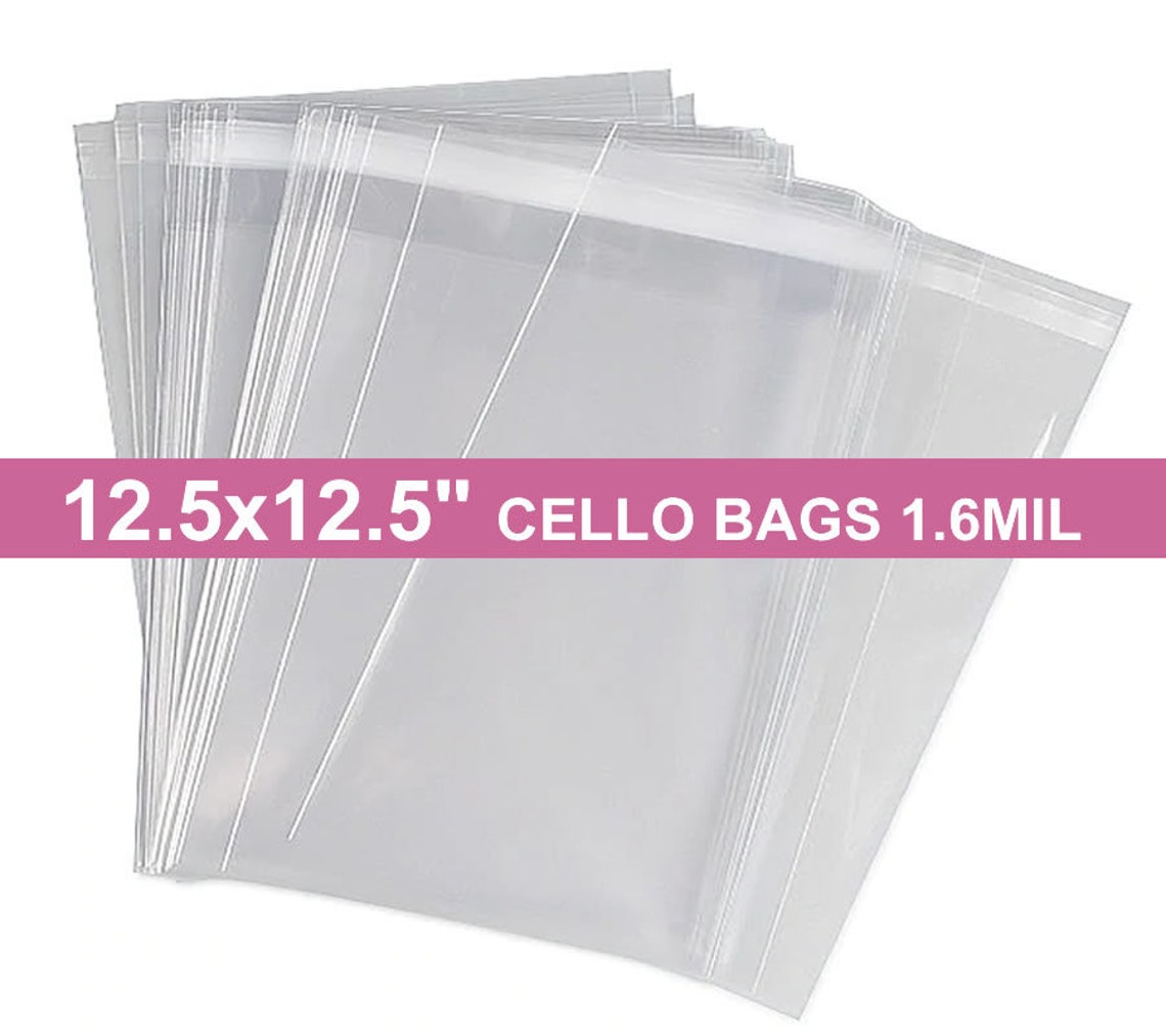 100 Crystal Clear Cello Bags 12 1/2 x 12 1/2 inch Etsy