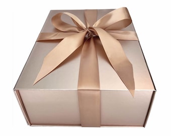 Large Fancy Hardbox Rose Gold Collapsible Gift Box With Magnetic Closure 13L x 9.8W x 4.8H" inch for Gift Gifting