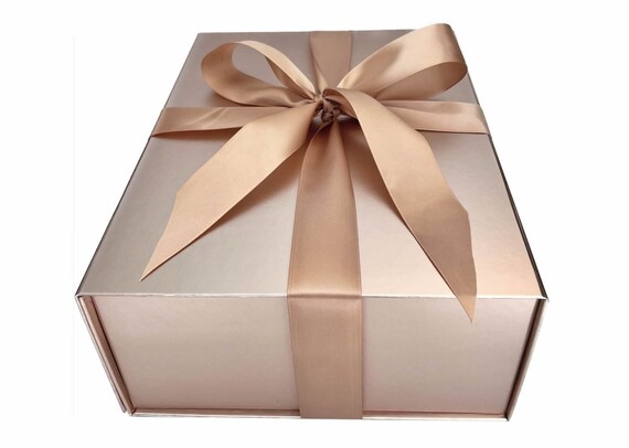 Large Square Kraft Magnetic Gift Box with Ribbon