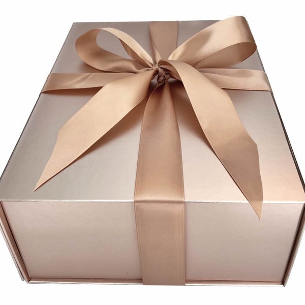 Large Fancy Hardbox Rose Gold Collapsible Gift Box With Magnetic Closure 13L x 9.8W x 4.8H" inch for Gift Gifting