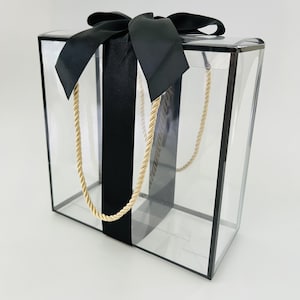 Clear Elegant Gift Box 7.8&quot; x 7.8&quot; x 3.5&quot; inch - Assorted Color Ribbon Optional