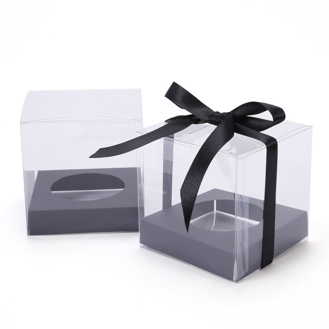 12 Boxes Black Clear Cupcake Gift Box Includes Cupcake Insert and