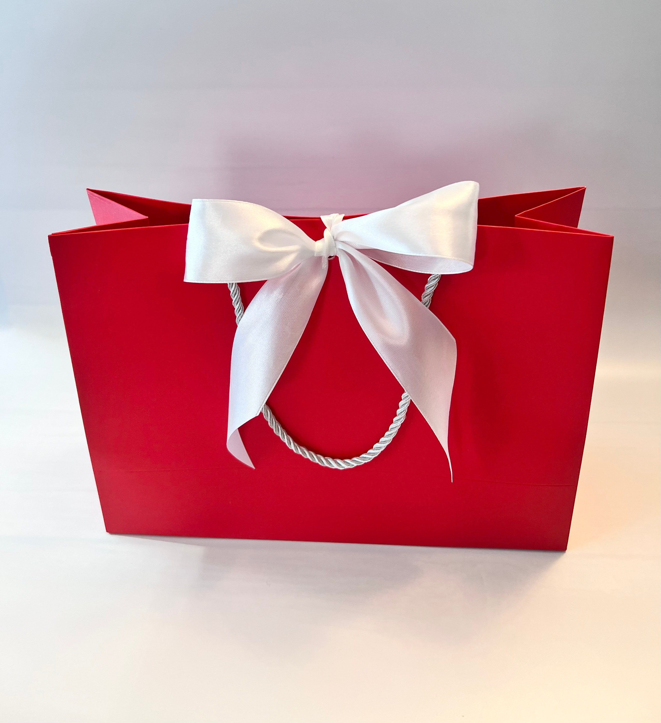 4 1/2 - 12 x 5 3/4 - 14 1/2 Red Gift Bags with Tag & Tissue