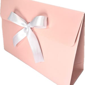 Pink Color Gift Bag with Close Lid - Assorted Color Ribbons, 11x8x3.5 inch