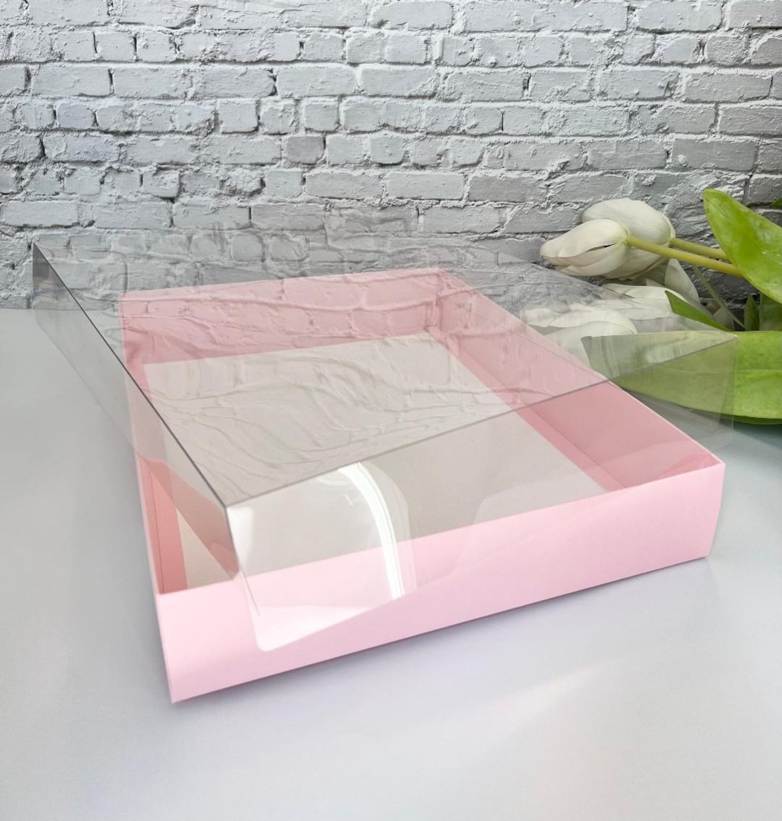 Pink Rectangular Gift Box Elegant Large Pink Gift Box With Clear Lid 16x12x2.5 Inch - Etsy