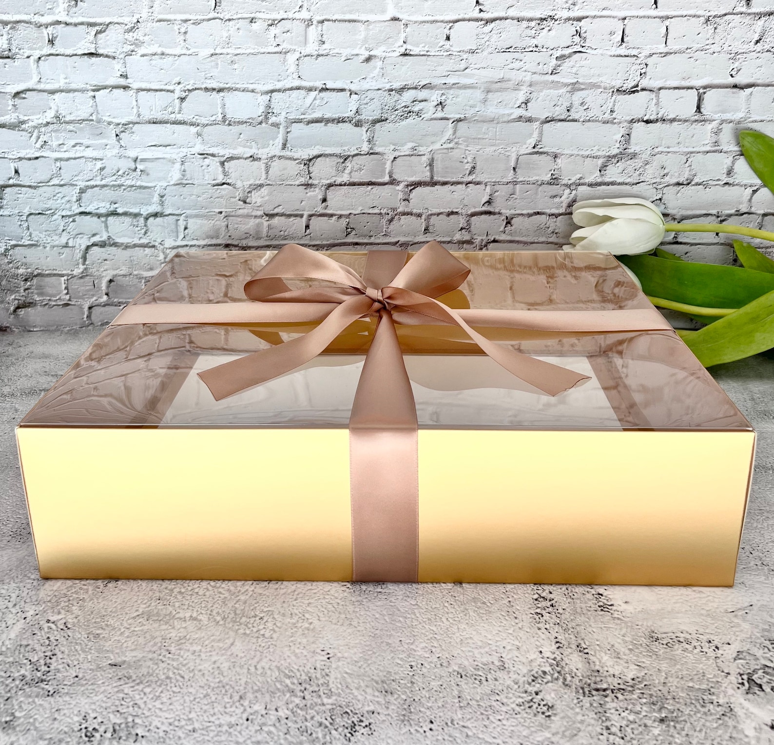 Large Elegant Gold Gift Box With Clear 18x14x4 Inch (set of 2 Boxes) - Etsy