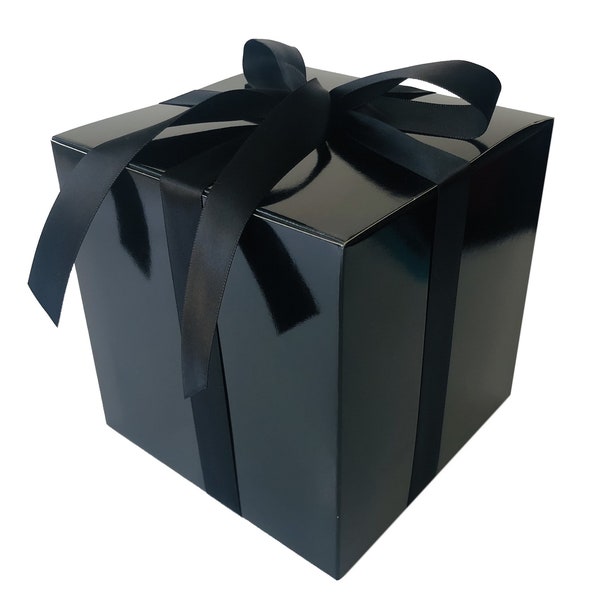 2 Boxes - Black Gift Box 6x6x6 inch Cube Box for Gift Gifting, Wedding, Birthdays, Baby Shower, Parties